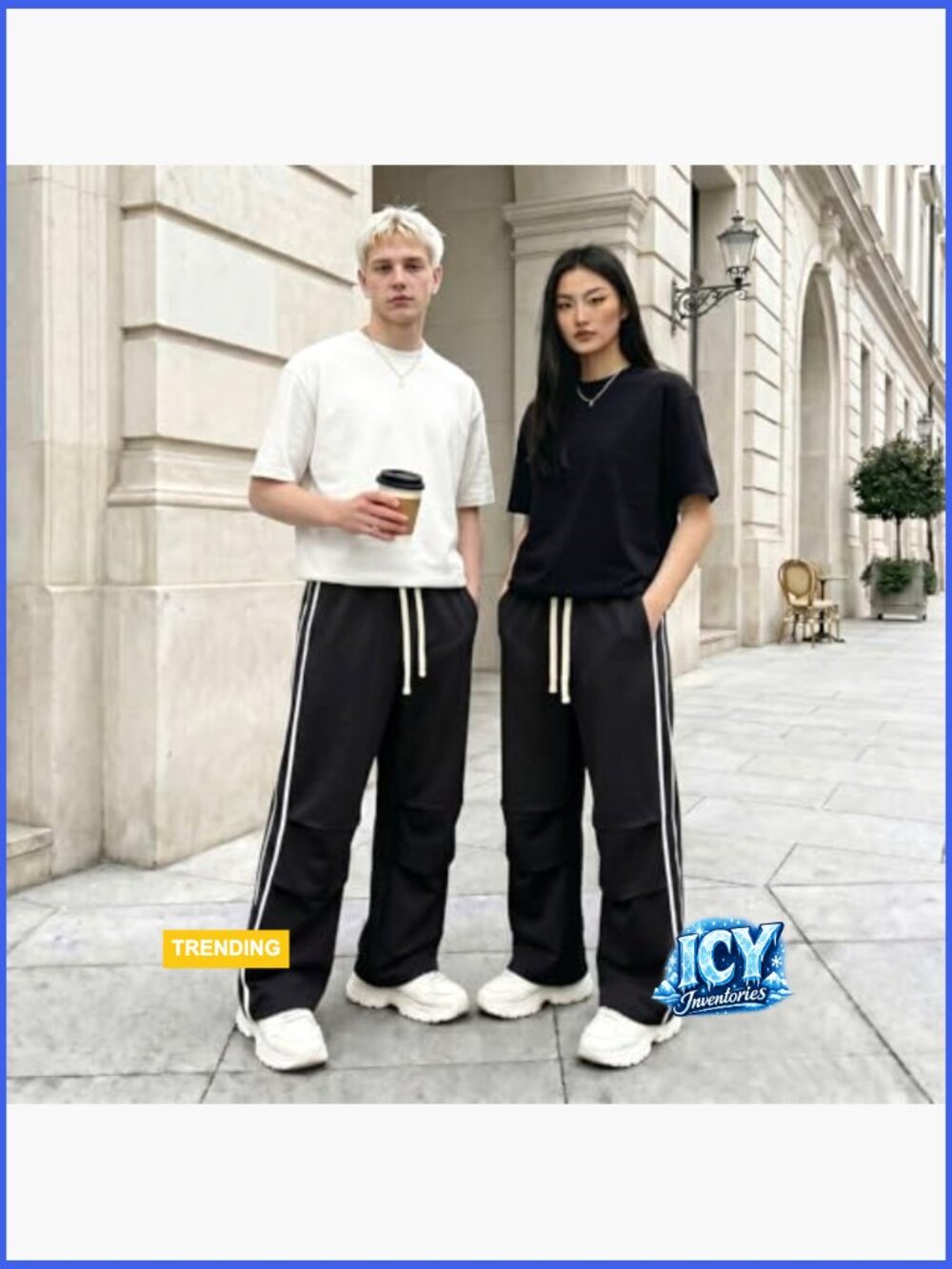 Baggy Sweatpants Wide Leg Track Pants Open Bottom Loose Fit Streetwear - Picture 6 of 7
